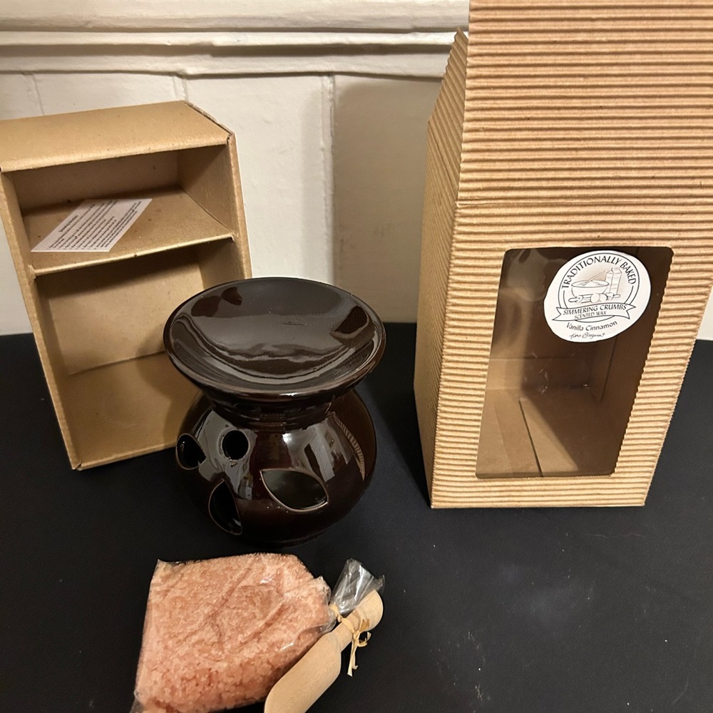 Nib Time & Again Wax Candle Burner With Wooden Scoop & Scented Wax Crumbs